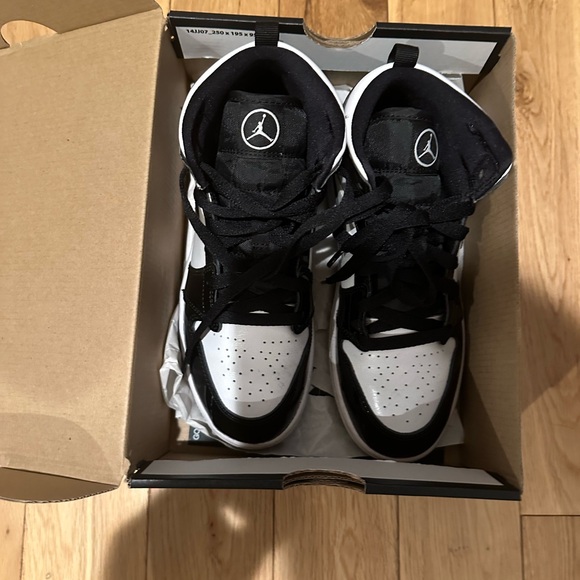 New Jordan 1 Mid SE ASW (PS) size 3 Youth black and white sneakers. Brand new.
